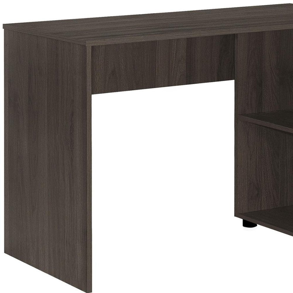 46" Brown Wood L Shape Computer Desk