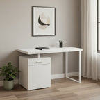 47" White Wood and Metal Sled Computer Desk