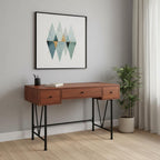 47" Brown and Black Computer Desk With Three Drawers