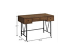 47" Brown and Black Wood and Metal Sled Computer Desk With Three Drawers