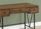 47" Brown and Black Wood and Metal Sled Computer Desk With Three Drawers