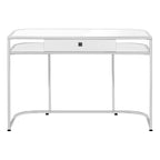 47" White and Silver Wood and Metal Sled Computer Desk