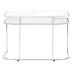 47" White and Silver Wood and Metal Sled Computer Desk