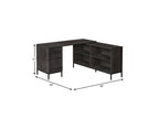 60" Gray and Black L Shape Computer Desk With Three Drawers