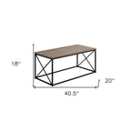 41" Taupe And Black Metal Coffee Table