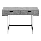 47" Gray and Black Wood and Metal H-Shape Computer Desk With Two Drawers