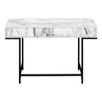 47" White and Black Wood and Metal H-Shape Computer Desk With Two Drawers