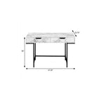 47" White and Black Wood and Metal H-Shape Computer Desk With Two Drawers