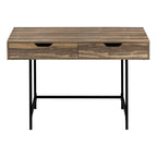 47" Brown and Black Wood and Metal H-Shape Computer Desk With Two Drawers