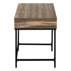47" Brown and Black Wood and Metal H-Shape Computer Desk With Two Drawers
