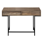 47" Brown and Black Wood and Metal H-Shape Computer Desk With Two Drawers