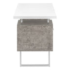 60" White and Gray Computer Desk With Three Drawers