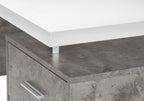 60" White and Gray Computer Desk With Three Drawers