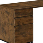 60" Brown and Black L Shape Computer Desk With Three Drawers