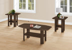 Set of Three 36" Espresso Coffee Table With Three Shelves