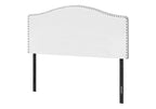 White Faux Leather Upholstered Arched Queen Headboard With Nail Head Trim