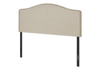 Beige Linen Blend Upholstered Arched Full Headboard With Nail Head Trim