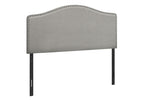Beige Linen Blend Upholstered Arched Full Headboard With Nail Head Trim