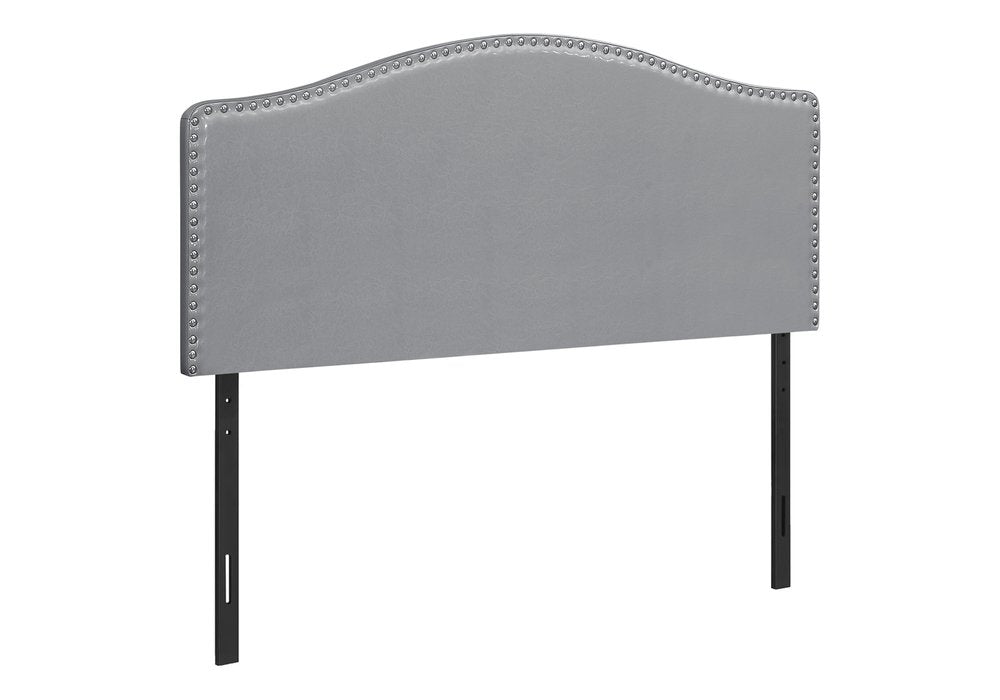 White Faux Leather Upholstered Arched Queen Headboard With Nail Head Trim