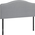 White Faux Leather Upholstered Arched Queen Headboard With Nail Head Trim