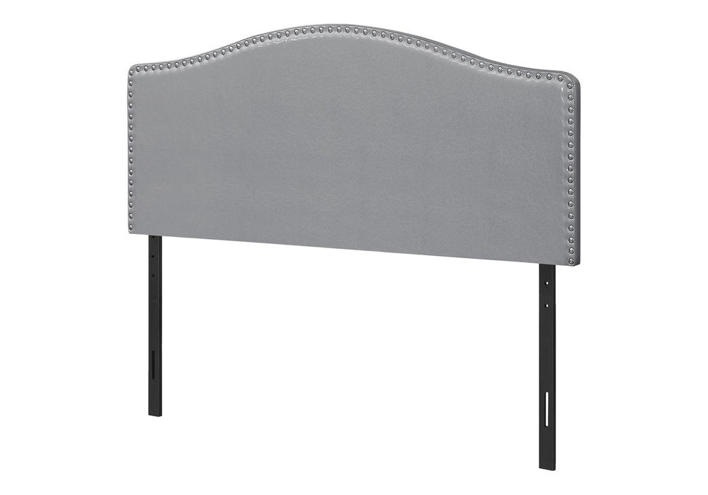 White Faux Leather Upholstered Arched Queen Headboard With Nail Head Trim