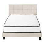 Beige Tufted Linen Queen Bed Frame