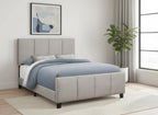Gray and Black Tufted Linen Queen Bed Frame