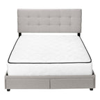 Gray Tufted Linen Upholstered Queen Bed Frame With Drawers