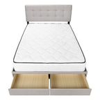 Gray Tufted Linen Upholstered Queen Bed Frame With Drawers