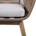 27" Gray and Natural Wood Solid Wood Outdoor Dining Chair with Gray Cushion