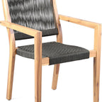 Set of Two 23" Charcoal and Natural Wood Solid Wood Outdoor Arm Chair