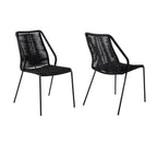 Set of Two 22" Black Metal Outdoor Dining Chair