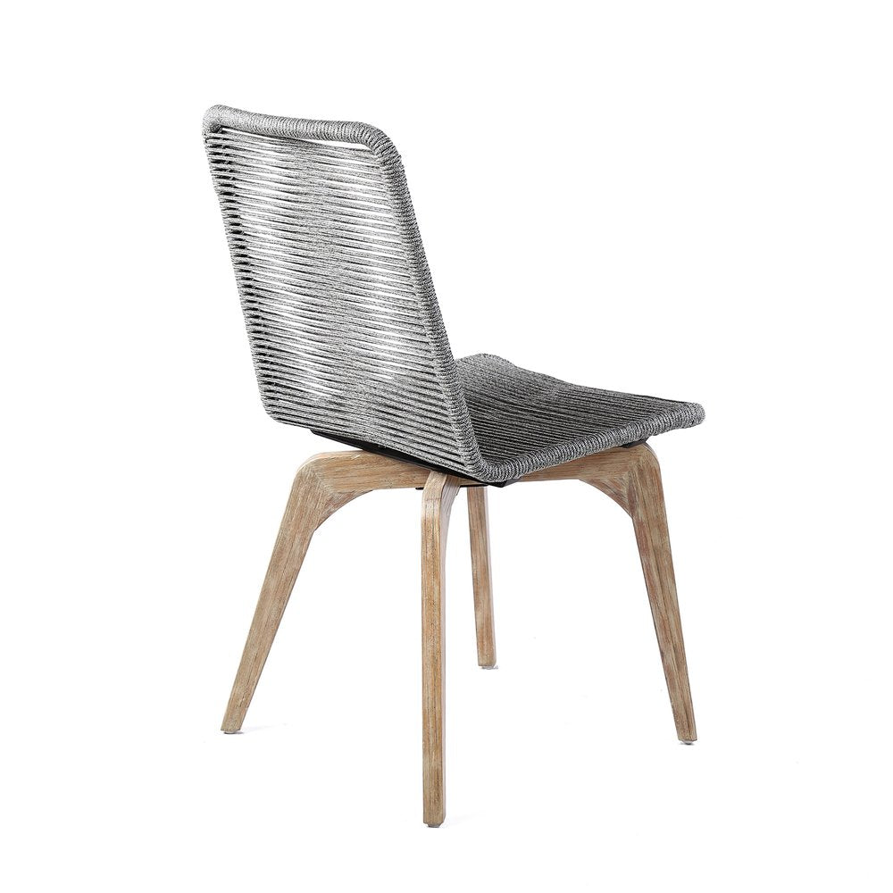 Set of Two 18" Gray Solid Wood Outdoor Dining Chair