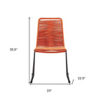 Set of Two 23" Tangerine Metal Outdoor Dining Chair
