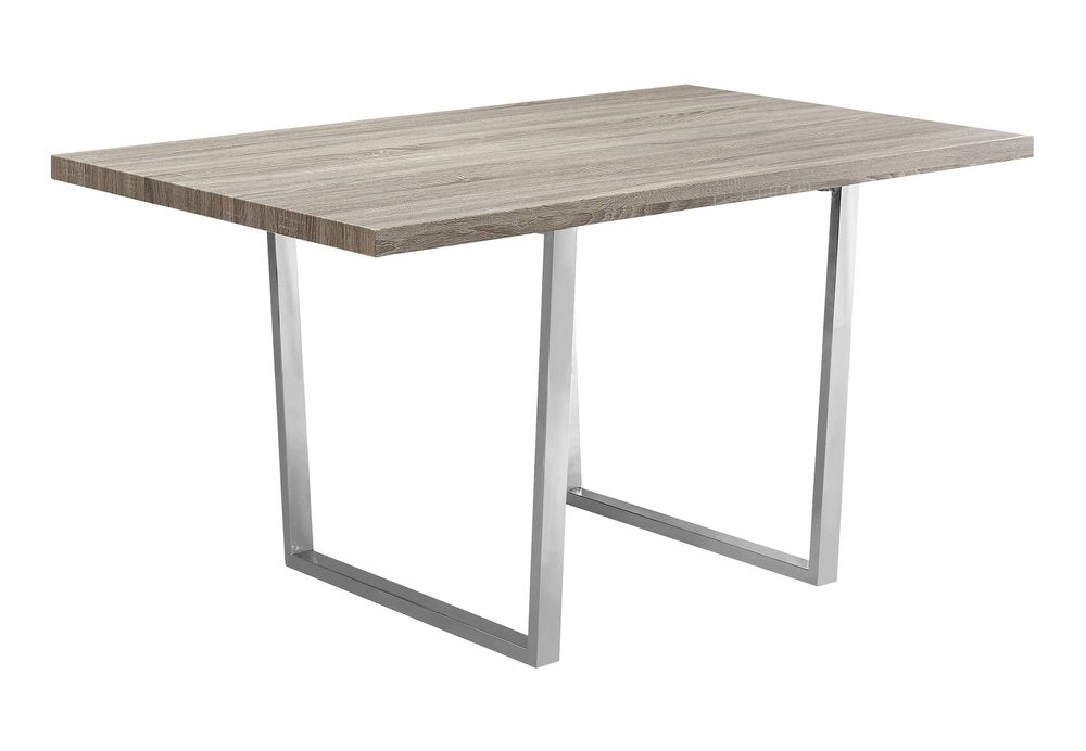 59" Gray And Silver Metal Sled Base Dining Table