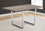 59" Gray And Silver Metal Sled Base Dining Table