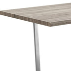 59" Gray And Silver Metal Sled Base Dining Table