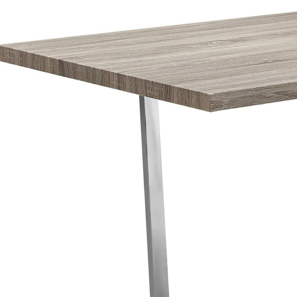 59" Gray And Silver Metal Sled Base Dining Table
