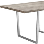 59" Gray And Silver Metal Sled Base Dining Table
