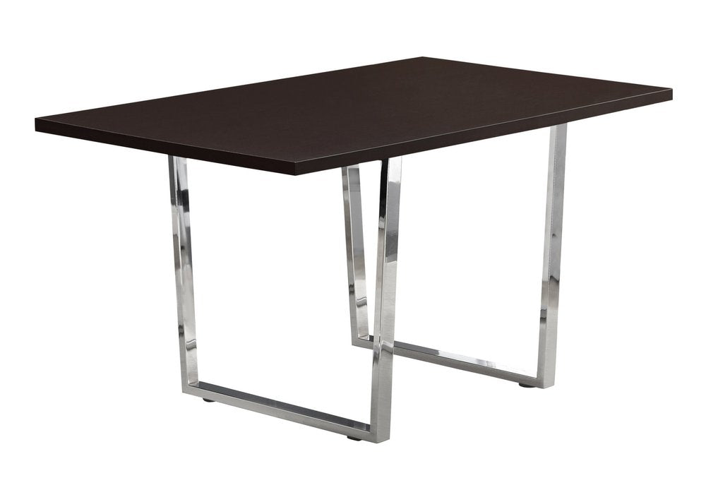 59" Gray And Silver Metal Sled Base Dining Table