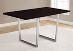 59" Gray And Silver Metal Sled Base Dining Table
