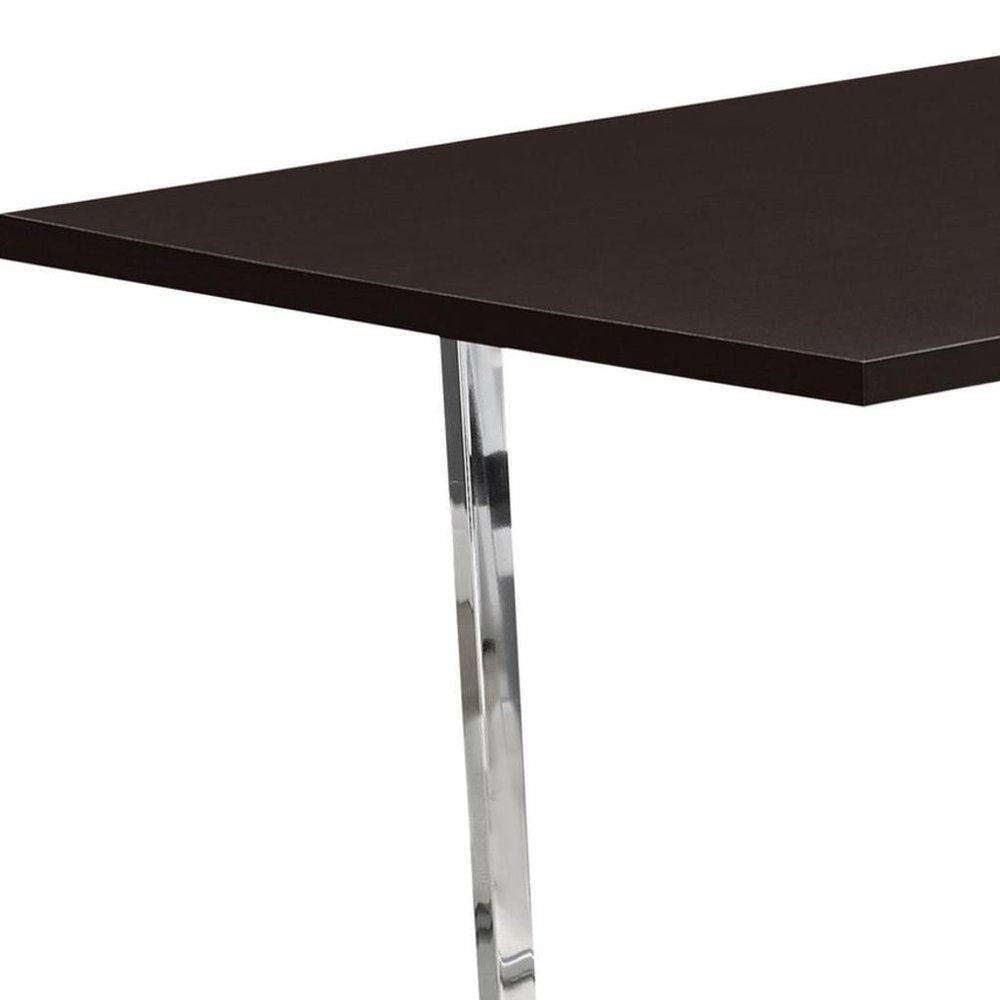 59" Gray And Silver Metal Sled Base Dining Table