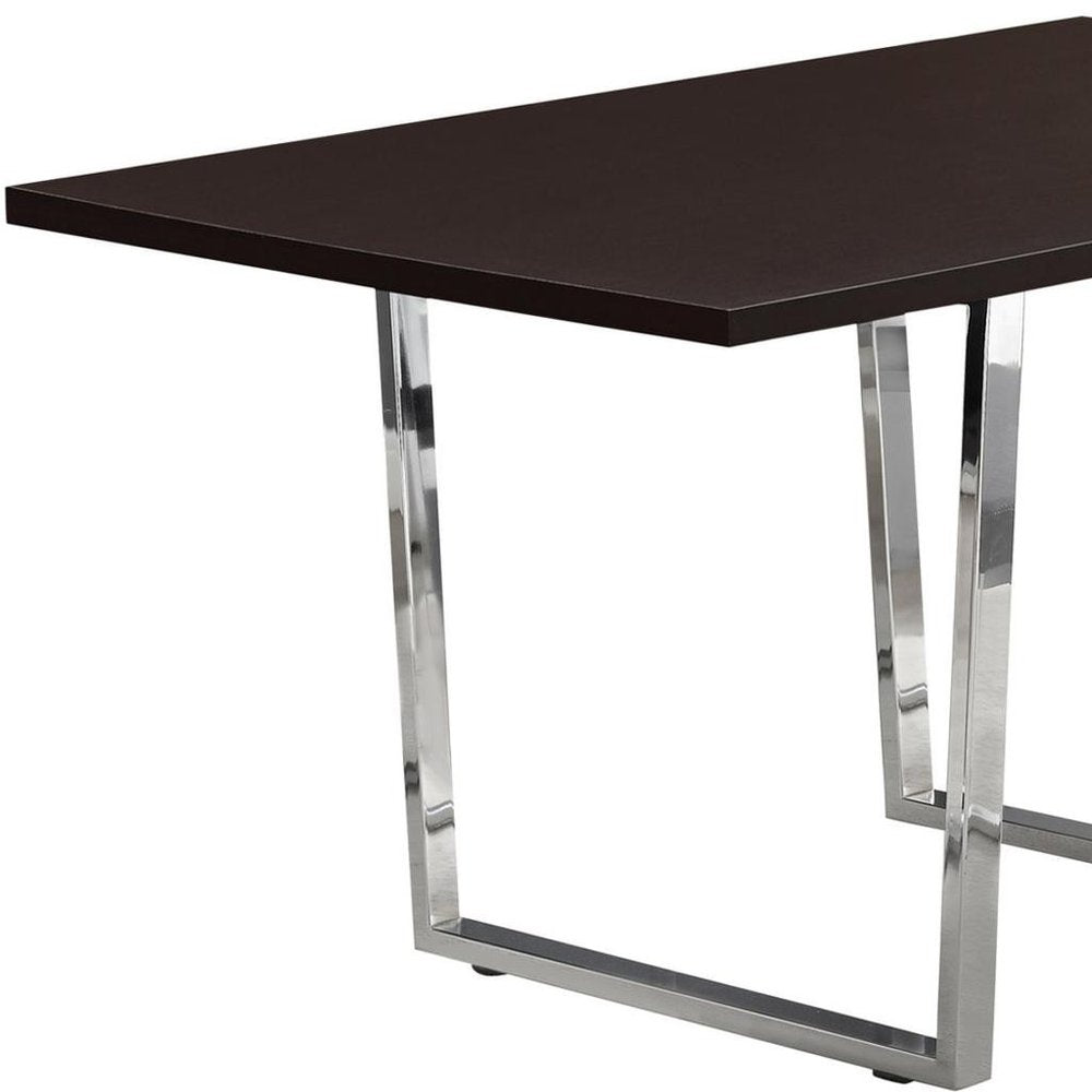 59" Gray And Silver Metal Sled Base Dining Table