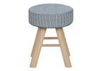 12" Gray Fabric and Natural Round Ottoman