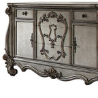 70" Platinum Carved Scrollwork Wood And Polyresin Five Drawer Triple Dresser