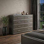 57" Gray Solid and Manufactured Wood Eight Drawer Double Dresser