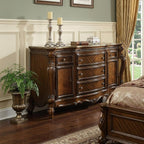 69" Brown Solid and Manufactured Wood Five Drawer Triple Dresser