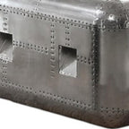 52" Silver Aluminum Solid Coffee Table With Drawer