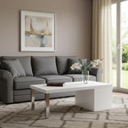 47" White and Silver Wood And Metal Frame Coffee Table With Shelf