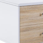 47" White and Natural Wood Frame Coffee Table With Two Drawers